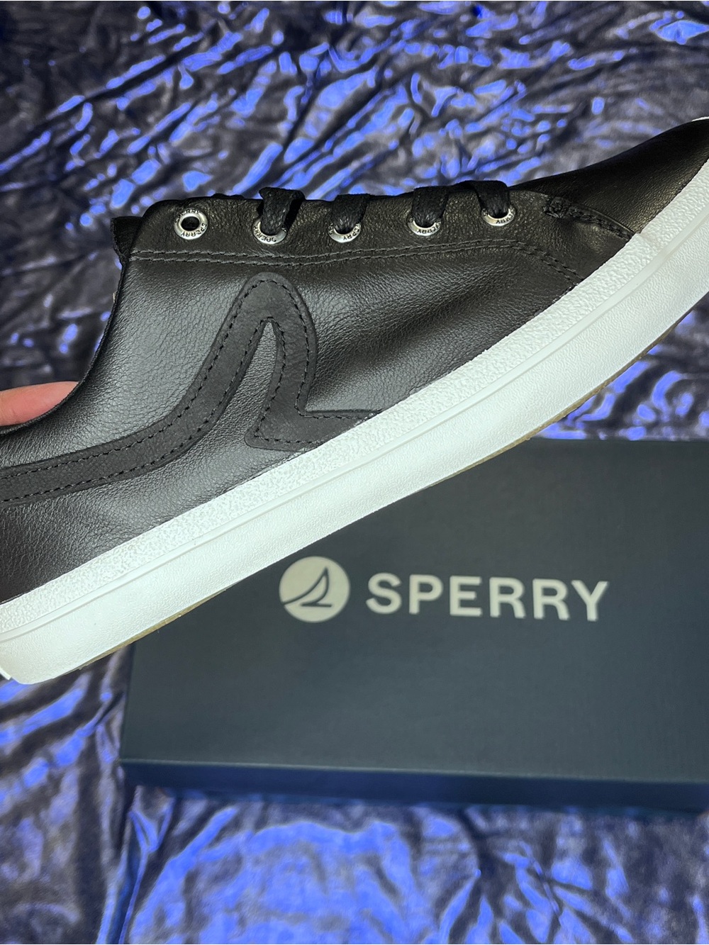 Sperry Women 7.5 Black Leather Boat Shoe